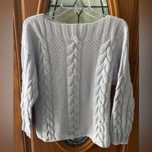 Hania By Anya Cole Cashmere Hand Knit Open Back Sweater Lavender-Gray One Size
